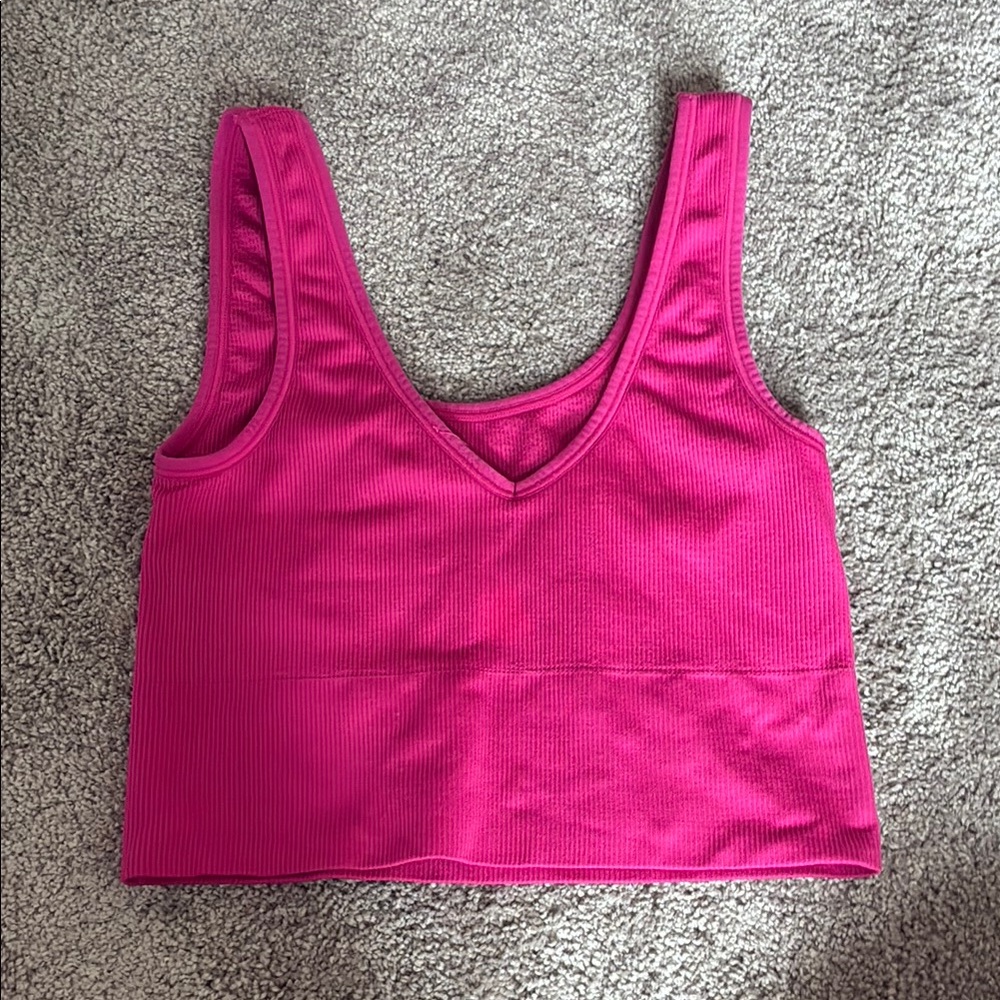 Vibrant Pink Ribbed Crop Top